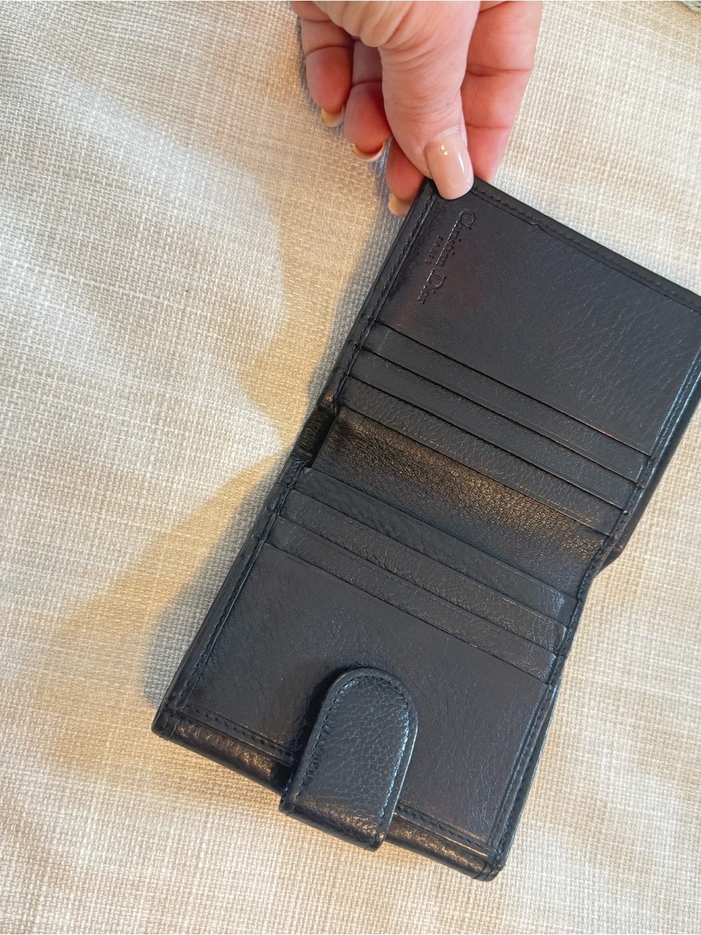 Dior Black Leather Compact Wallet with Silver-tone Bar Accent - Picture 7 of 9
